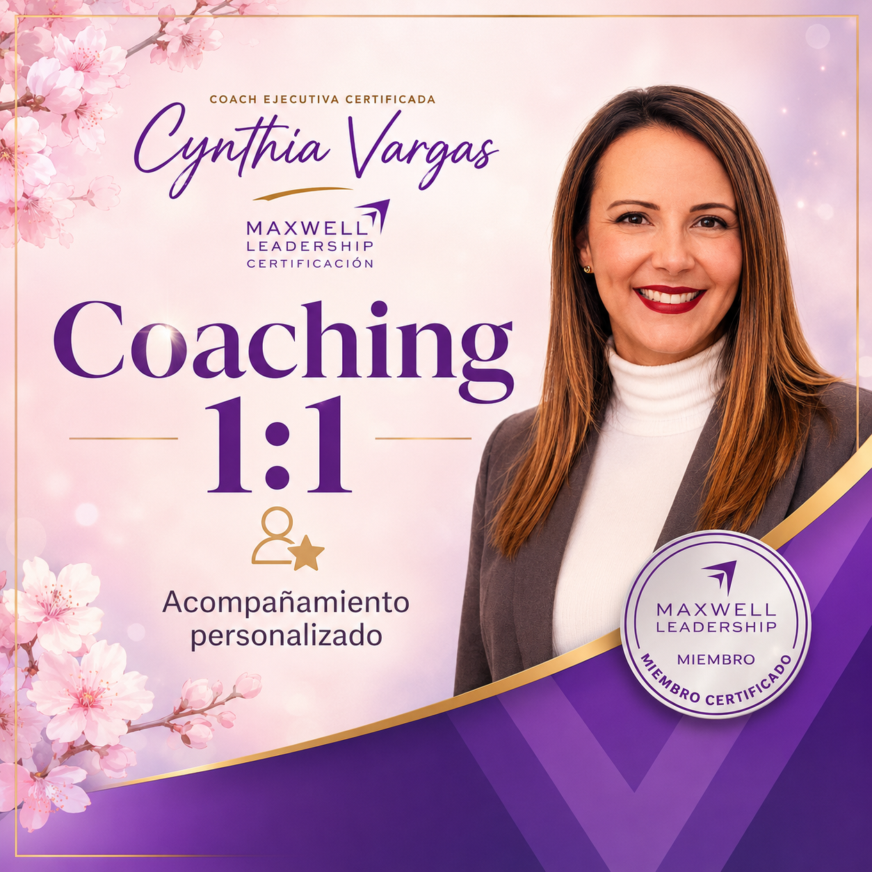 Coaching 1 a 1 con Cynthia Vargas para acompañamiento personalizado de líderes y profesionales