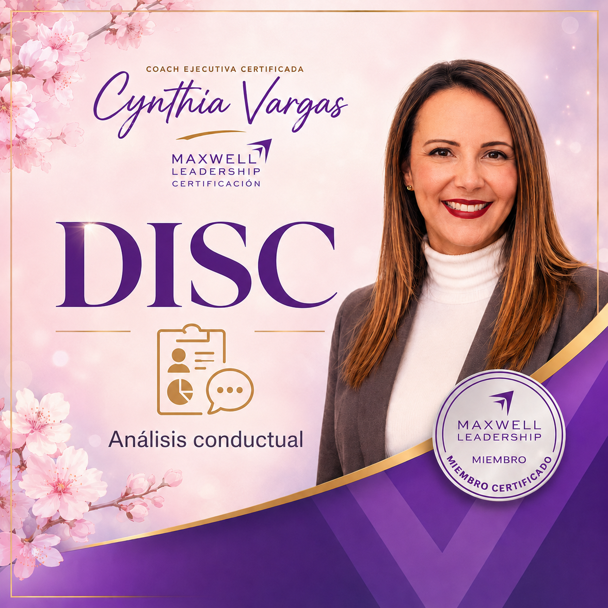 Método DISC con Cynthia Vargas para análisis conductual, comunicación y liderazgo organizacional