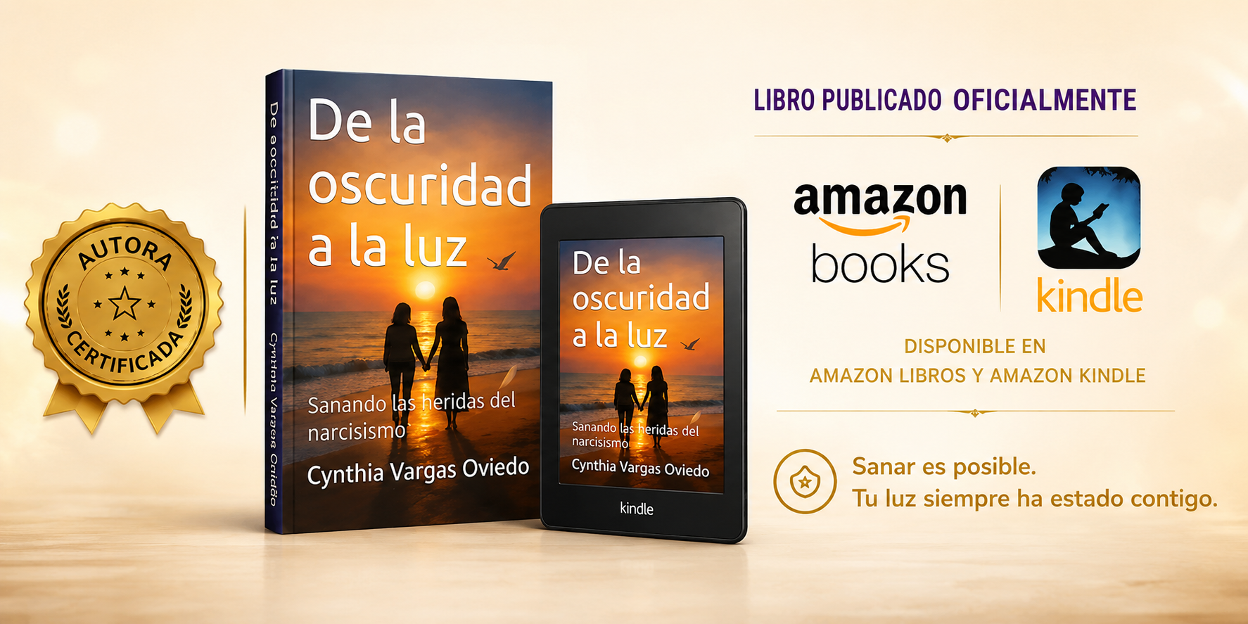 Libro De la oscuridad a la luz de Cynthia Vargas disponible en Amazon Books y Kindle