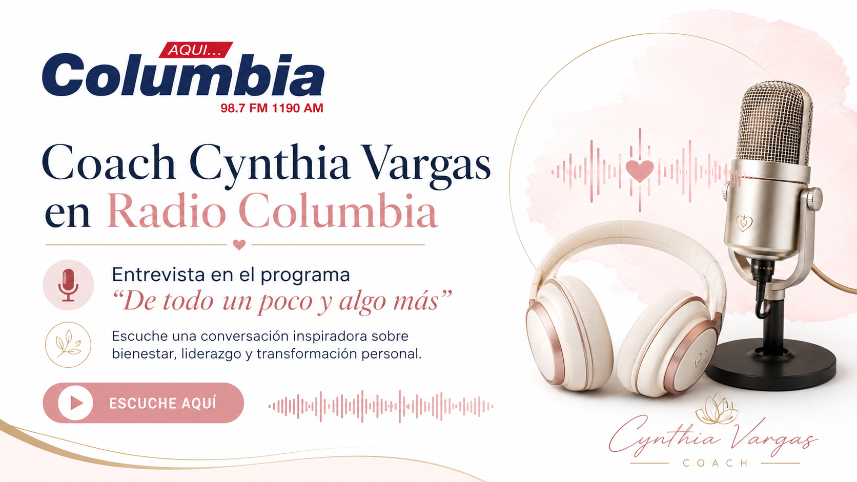 Coach Cynthia Vargas en entrevista para Radio Columbia en el programa De todo un poco y algo más